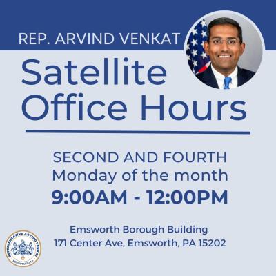PA Rep. Venkat’s Emsworth Office Hours